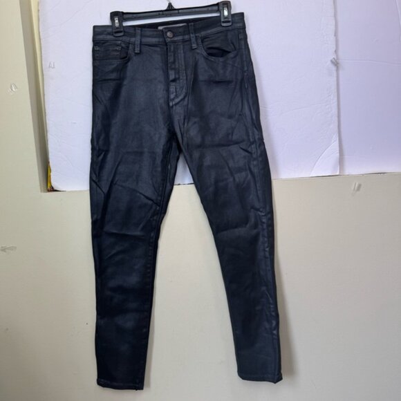JOE’S Jeans Charlie Coated Silver High Rise Pocket Stretch Zip Denim Leather 29 - Picture 2 of 15